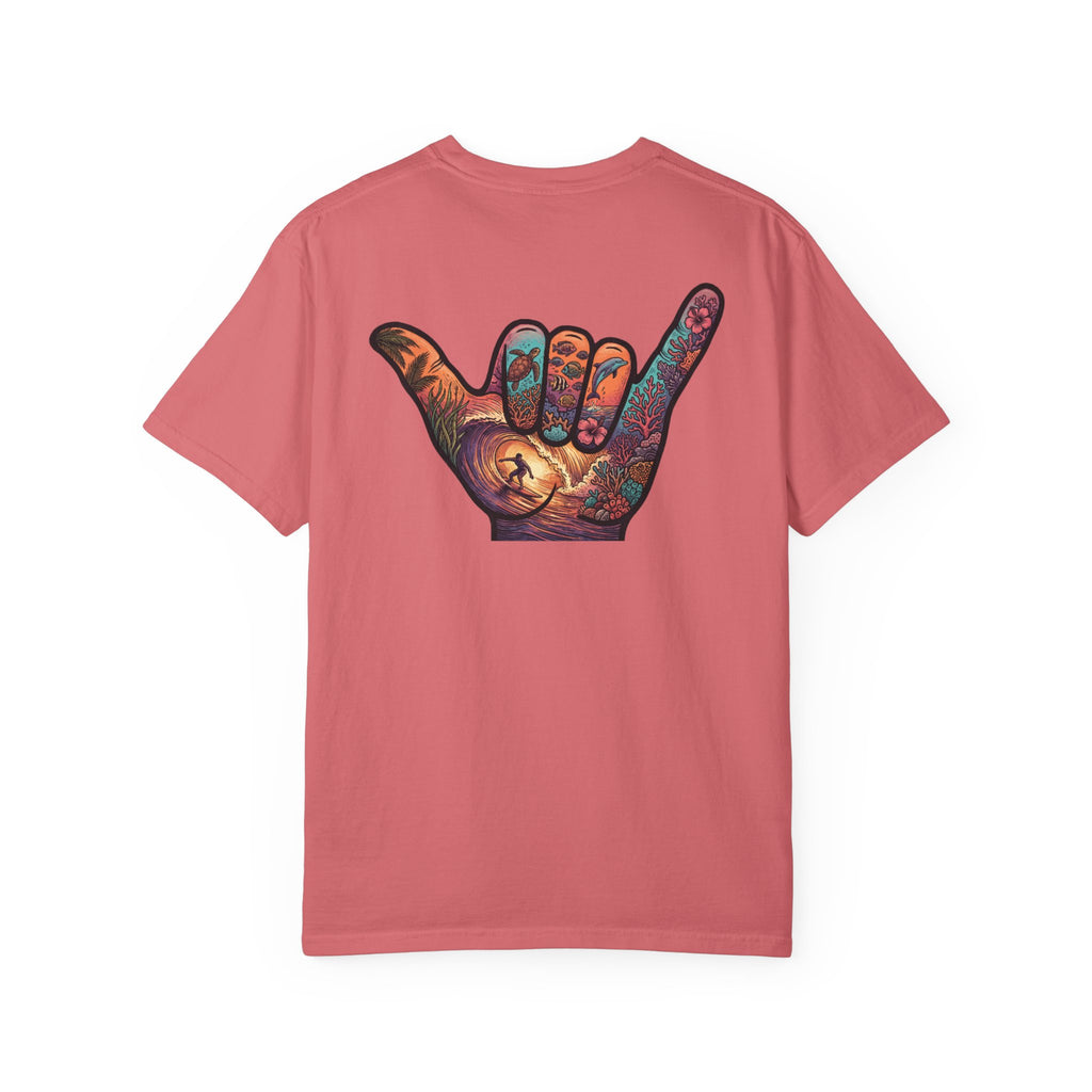 Shaka Graphic T-Shirt — Colorful Hand Sign Tee with 'Grateful Hand' Chest Logo